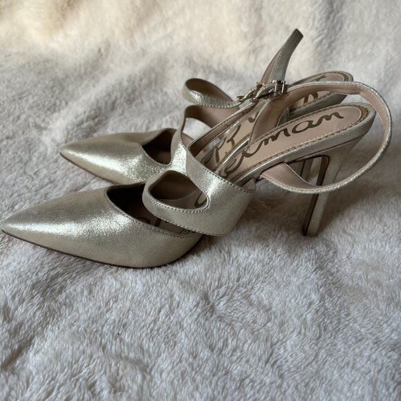 Sam Edelman pointed toe strappy heels Size 7 Gold - Picture 9 of 9